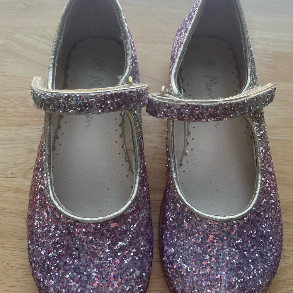 Mini Boden Girls Pink Glitter Mary Jane Shoes in size 29